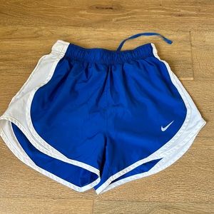 Nike tempo dri fit shorts in blue and white